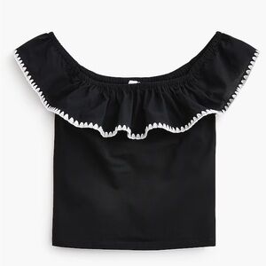 NWT J.Crew Black Off-Shoulder Ruffle Top